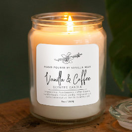 Pegatina Cuadrada Vainilla casera, café, velas, ingredientes blancos