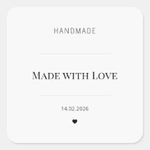 Valentín Hecho con Amor Stickers Cuadrados | Minim