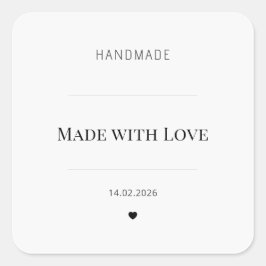 Pegatina Cuadrada Valentín Hecho con Amor Stickers Cuadrados | Minim