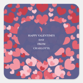 Pegatina Cuadrada Valentín personalizado para el salón de clase con