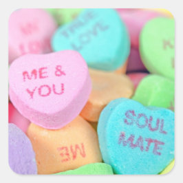 Pegatina Cuadrada Valentine Candy Hearts