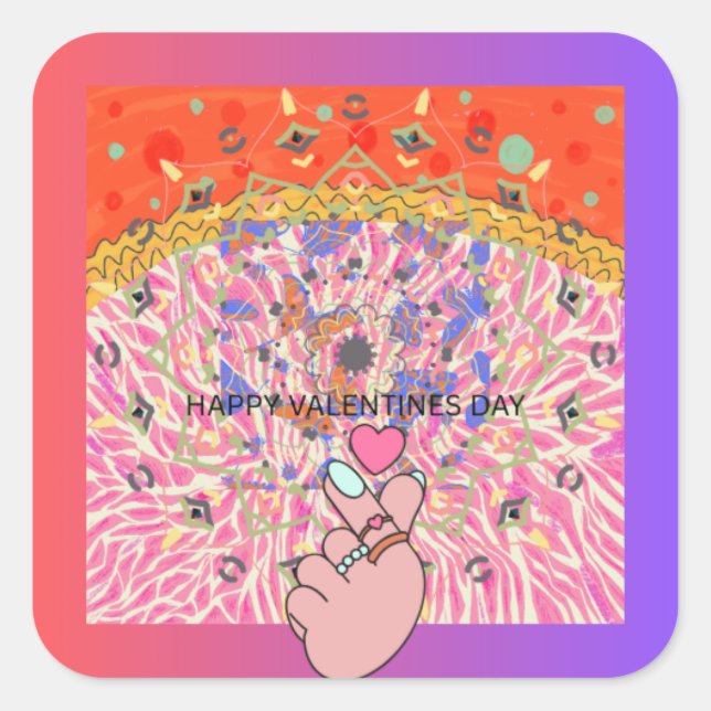 PEGATINA CUADRADA VALENTINE DAY (Anverso)