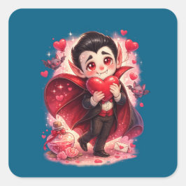 Pegatina Cuadrada Valentine Funny Dracula Sticker – Cute Love 