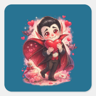 Pegatina Cuadrada Valentine Funny Dracula Sticker – Cute Love