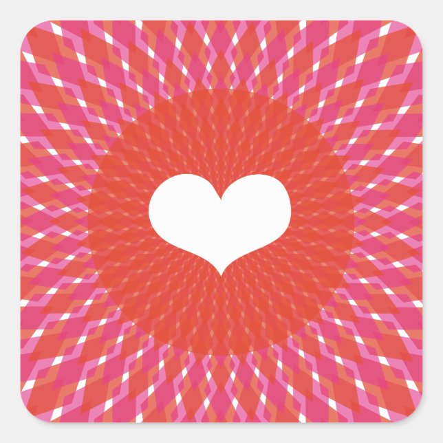 Pegatina Cuadrada Valentine Heart Pop (Anverso)