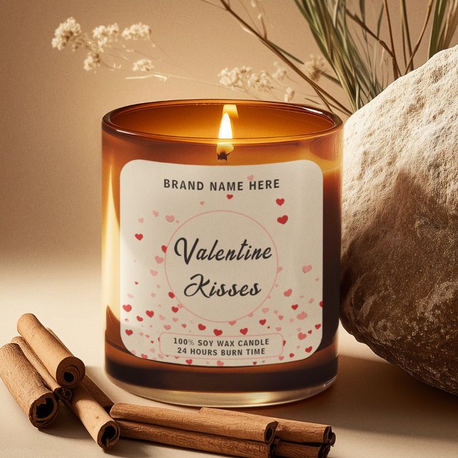 Pegatina Cuadrada Valentine Kisses Candle –  Modern Love Label (Subido por el creador)