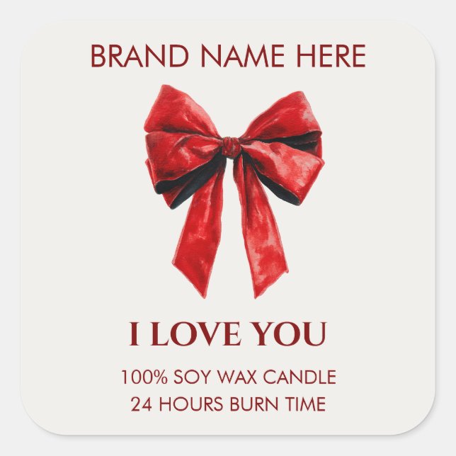 Pegatina Cuadrada Valentine Kisses Custom Candle Sticker (Anverso)