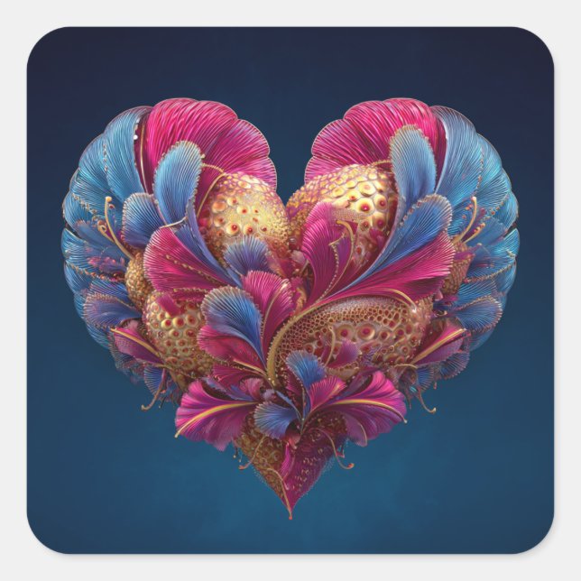 Pegatina Cuadrada Valentine’s Day Stickers | Cute, Romantic  (Anverso)