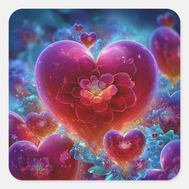 Pegatina Cuadrada Valentine’s Day Stickers | Cute, Romantic  (Anverso)