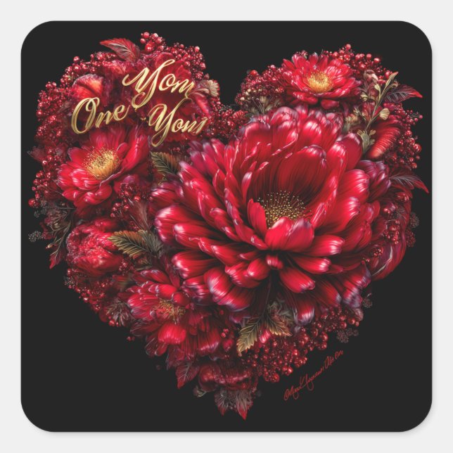 Pegatina Cuadrada Valentine’s Day Stickers | Cute, Romantic  (Anverso)