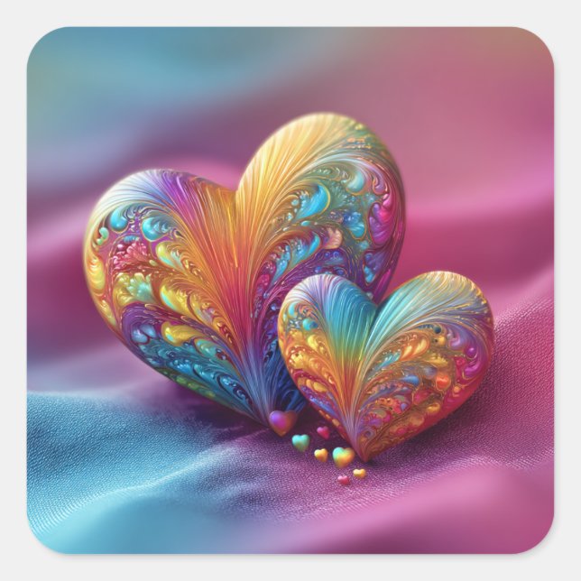 Pegatina Cuadrada Valentine’s Day Stickers | Cute, Romantic  (Anverso)