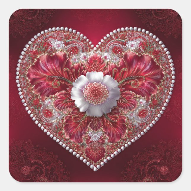 Pegatina Cuadrada Valentine’s Day Stickers | Cute, Romantic  (Anverso)