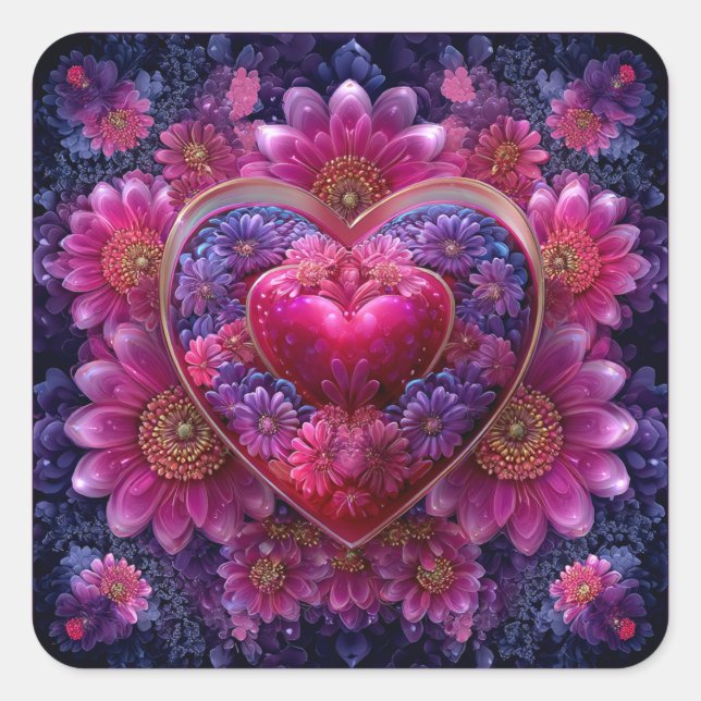 Pegatina Cuadrada Valentine’s Day Stickers | Cute, Romantic  (Anverso)