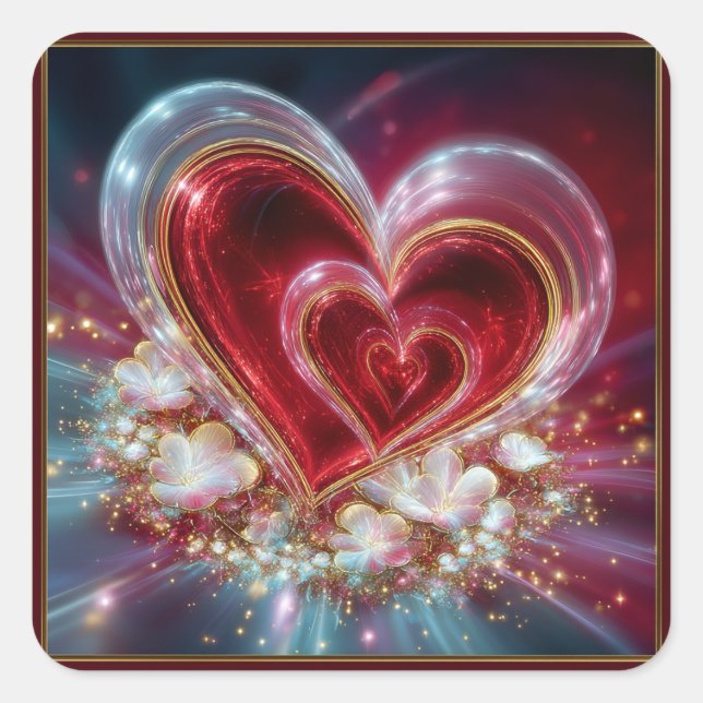 Pegatina Cuadrada Valentine’s Day Stickers | Cute, Romantic  (Anverso)