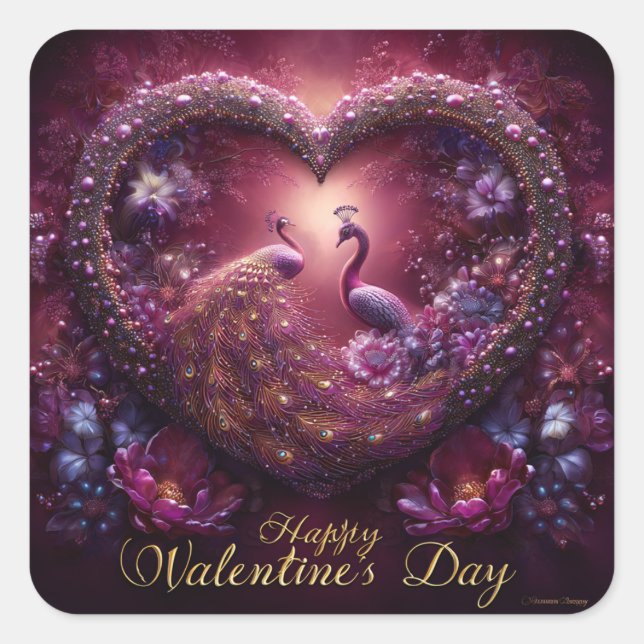 Pegatina Cuadrada Valentine’s Day Stickers | Cute, Romantic  (Anverso)