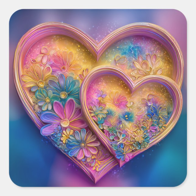 Pegatina Cuadrada Valentine’s Day Stickers | Cute, Romantic  (Anverso)