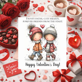 Pegatina Cuadrada Valentine Snow Walk – Whimsical Kids