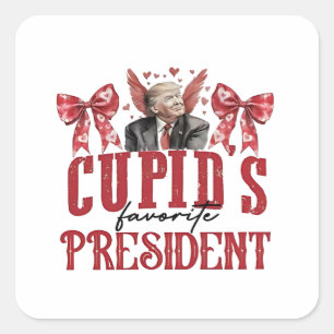 Pegatina Cuadrada Valentine Trump, el presidente favorito de Cupido