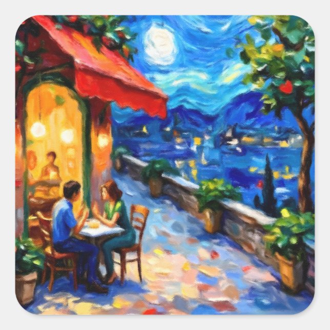 Pegatina Cuadrada Valentine's Day Couple (Anverso)