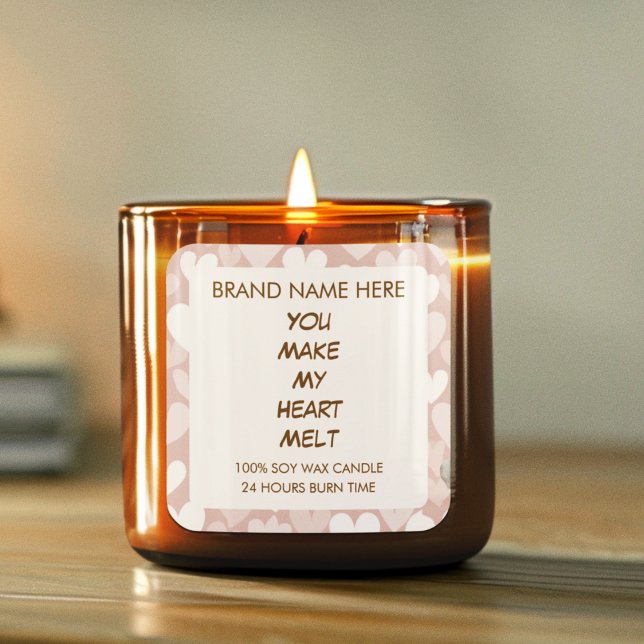 Pegatina Cuadrada Valentine's Day Hearts Custom Candle Labels  (Subido por el creador)