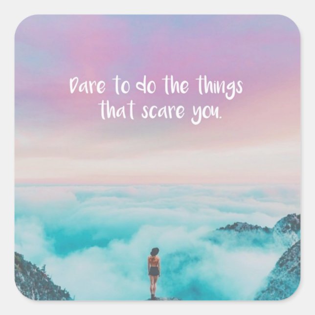 Pegatina Cuadrada Valiente (Anverso)