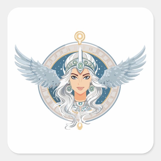 Pegatina Cuadrada Valkyrie (Anverso)
