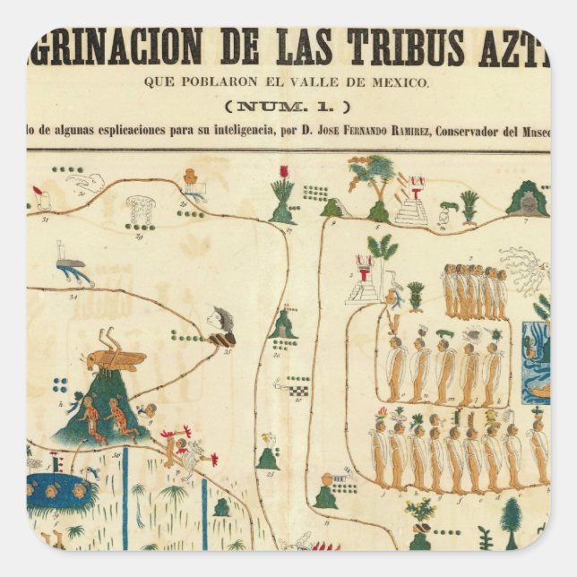 Pegatina Cuadrada Valle de México Azteca 2 (Anverso)