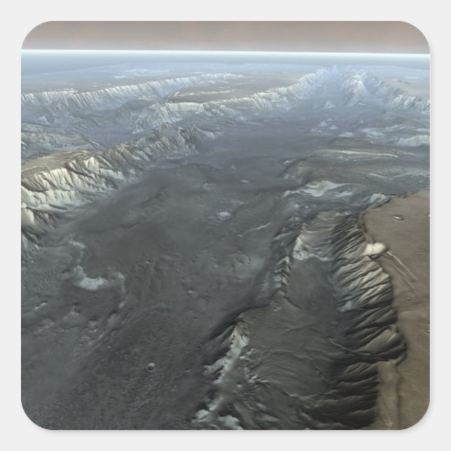 Pegatina Cuadrada Valles Marineris, el Gran Cañón de Marte (Anverso)