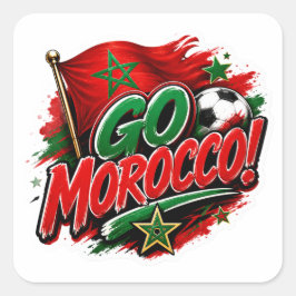 Pegatina Cuadrada ¡Vámonos MARUECOS Equipo Marruecos Día de Partido 
