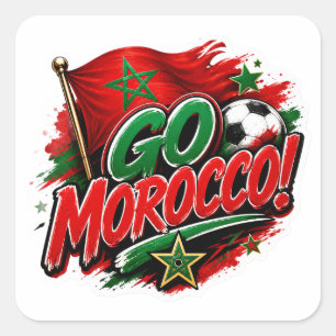 Pegatina Cuadrada ¡Vámonos MARUECOS Equipo Marruecos Día de Partido