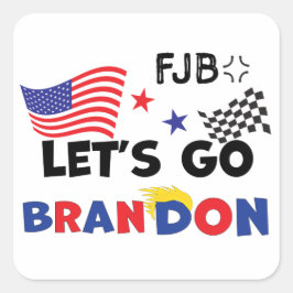 Pegatina Cuadrada VAMOS A BRANDON con el pelo de TRUMP