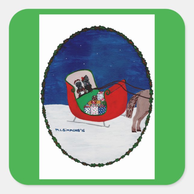 PEGATINA CUADRADA VAMOS A CASA PARA NAVIDADES (Anverso)