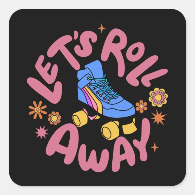 Pegatina Cuadrada Vamos a eliminar los patines de patinaje (Anverso)