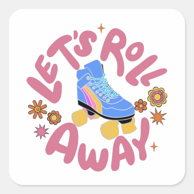 Pegatina Cuadrada Vamos a eliminar los patines de patinaje (Anverso)
