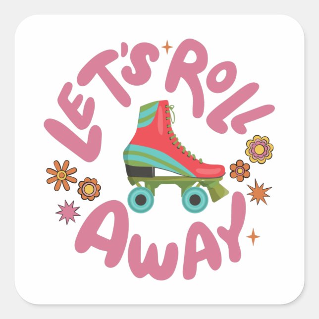 Pegatina Cuadrada Vamos a eliminar los patines de patinaje (Anverso)