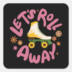 Pegatina Cuadrada Vamos a eliminar los patines de patinaje
