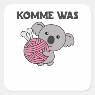 Pegatina Cuadrada Vamos A Lo Que El Knit De Lana Cute Koala Con Lana