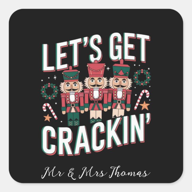 Pegatina Cuadrada Vamos a ponernos locos por este Navidad gracioso r (Anverso)