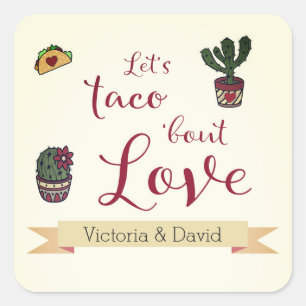 Pegatina Cuadrada Vamos a Tacoblar sobre el Tema de Fiesta de Amor p