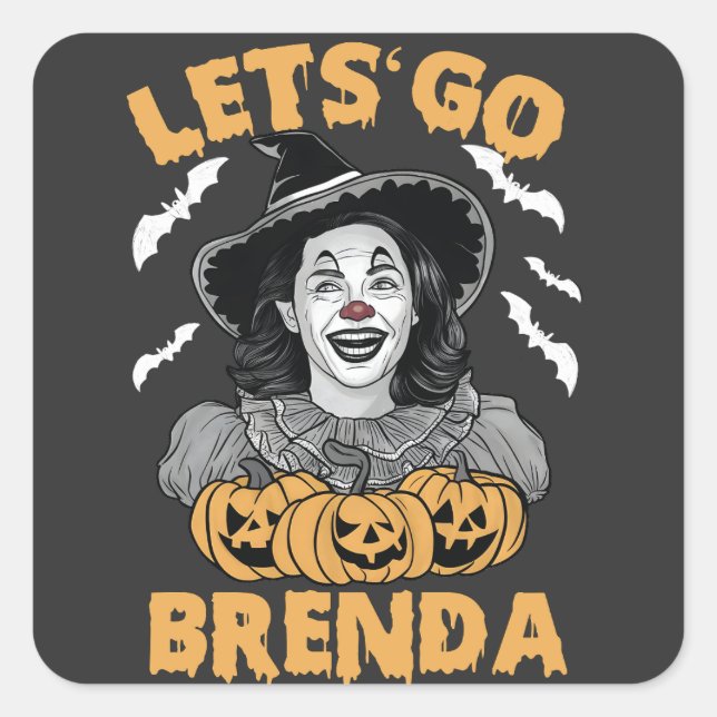 Pegatina Cuadrada Vamos Brenda Spooky Halloween Kamala Harris (Anverso)