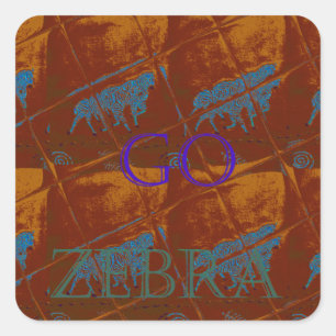 Pegatina Cuadrada Vamos Zebra Safari Art Print/Graphic