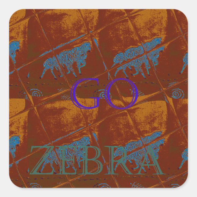 Pegatina Cuadrada Vamos Zebra Safari Art Print/Graphic (Anverso)