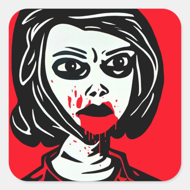 Pegatina Cuadrada Vampiro (Anverso)