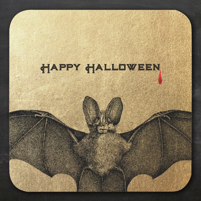 Pegatina Cuadrada Vampiro Bat Halloween Gold (Subido por el creador)