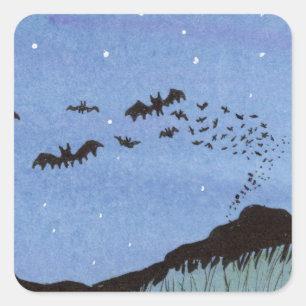 Pegatina Cuadrada Vampiro Bats Halloween