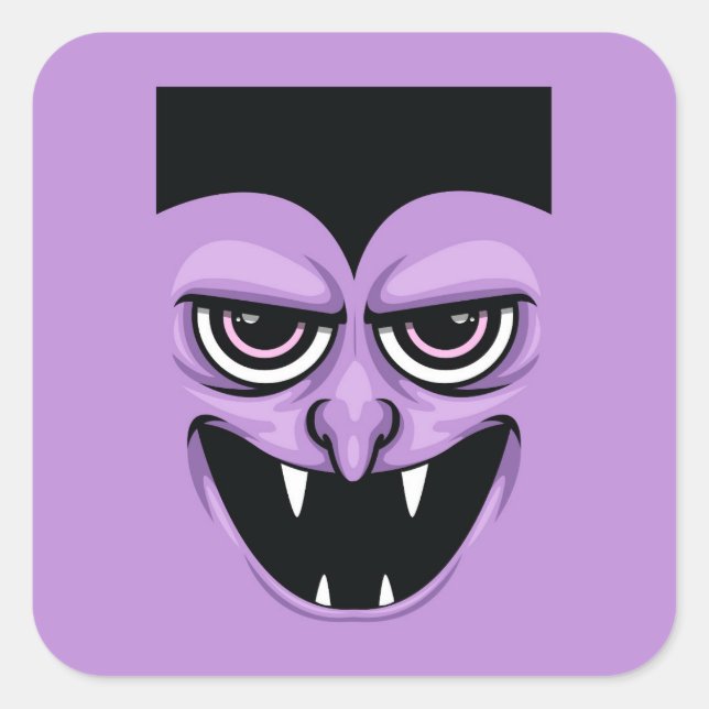 Pegatina Cuadrada Vampiro de Halloween (Anverso)