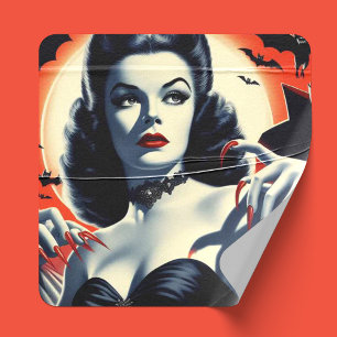 Pegatina Cuadrada Vampista de Gótico de vintage