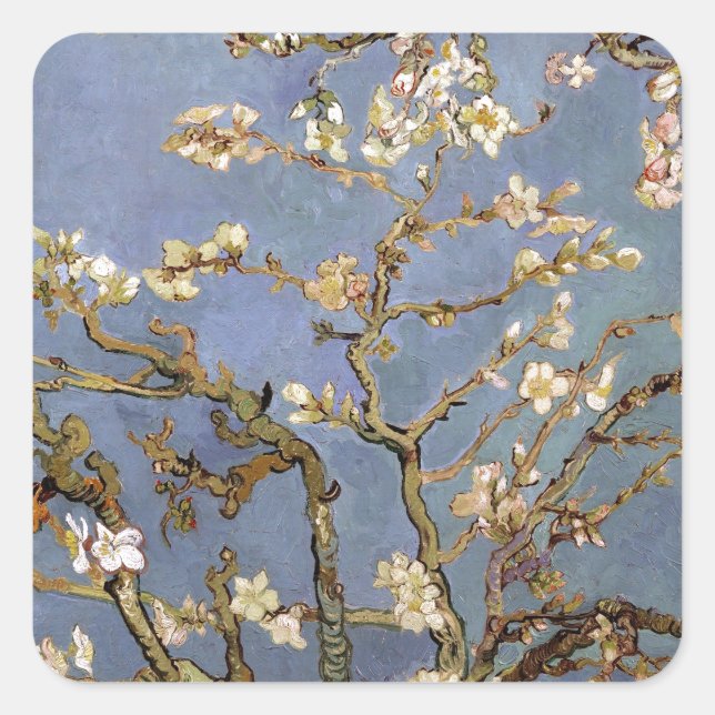 Pegatina Cuadrada Van Gogh Almond Blossom (Anverso)