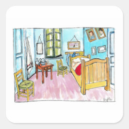 Pegatina Cuadrada Van Gogh Bedroom tribute painting by me.