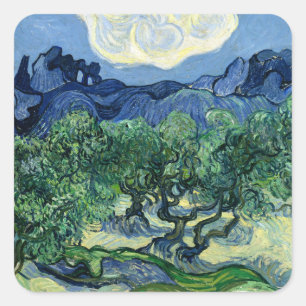 Pegatina Cuadrada Van Gogh El Paisaje de los Olivos Pintura